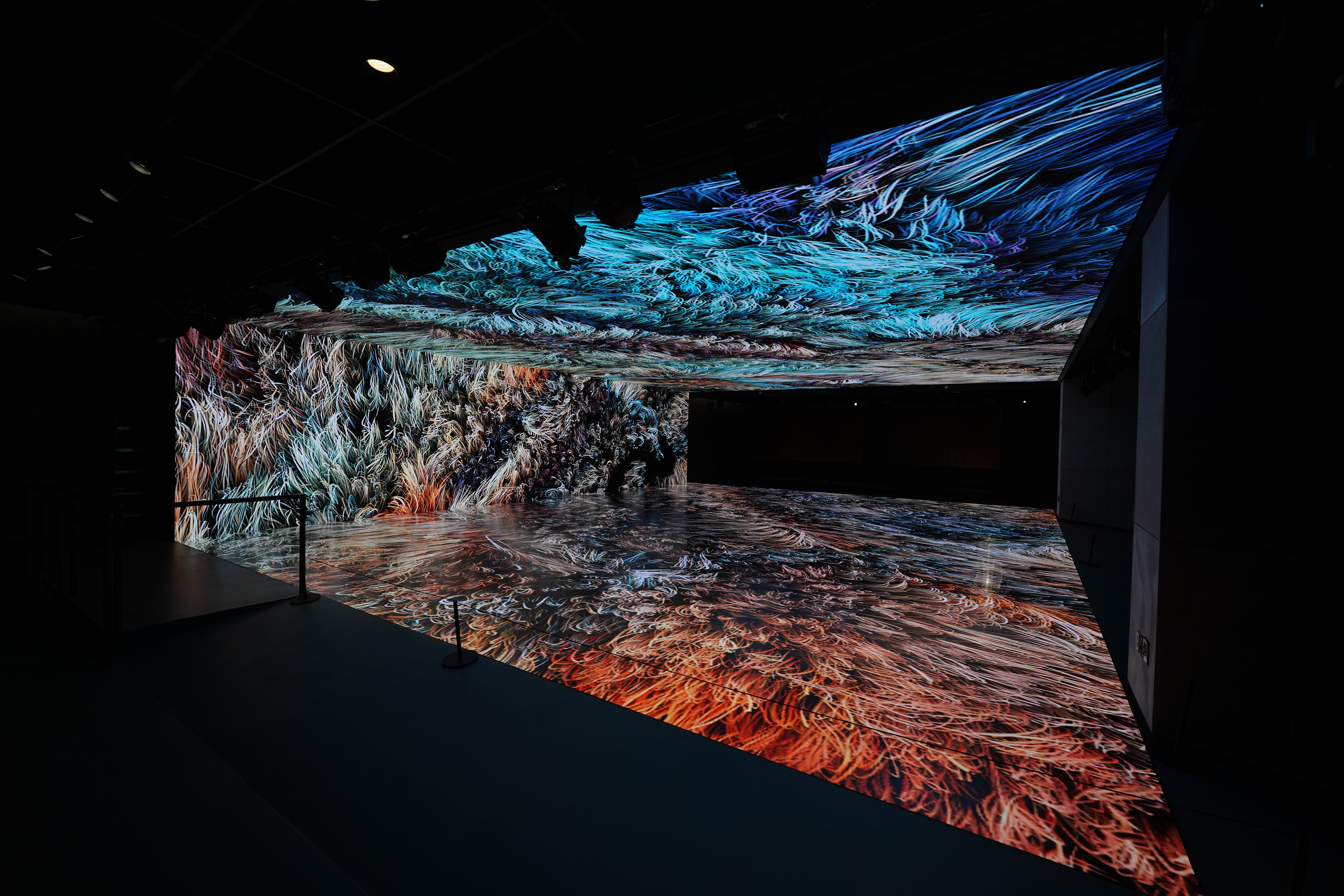 Projected landscape wrapping the room