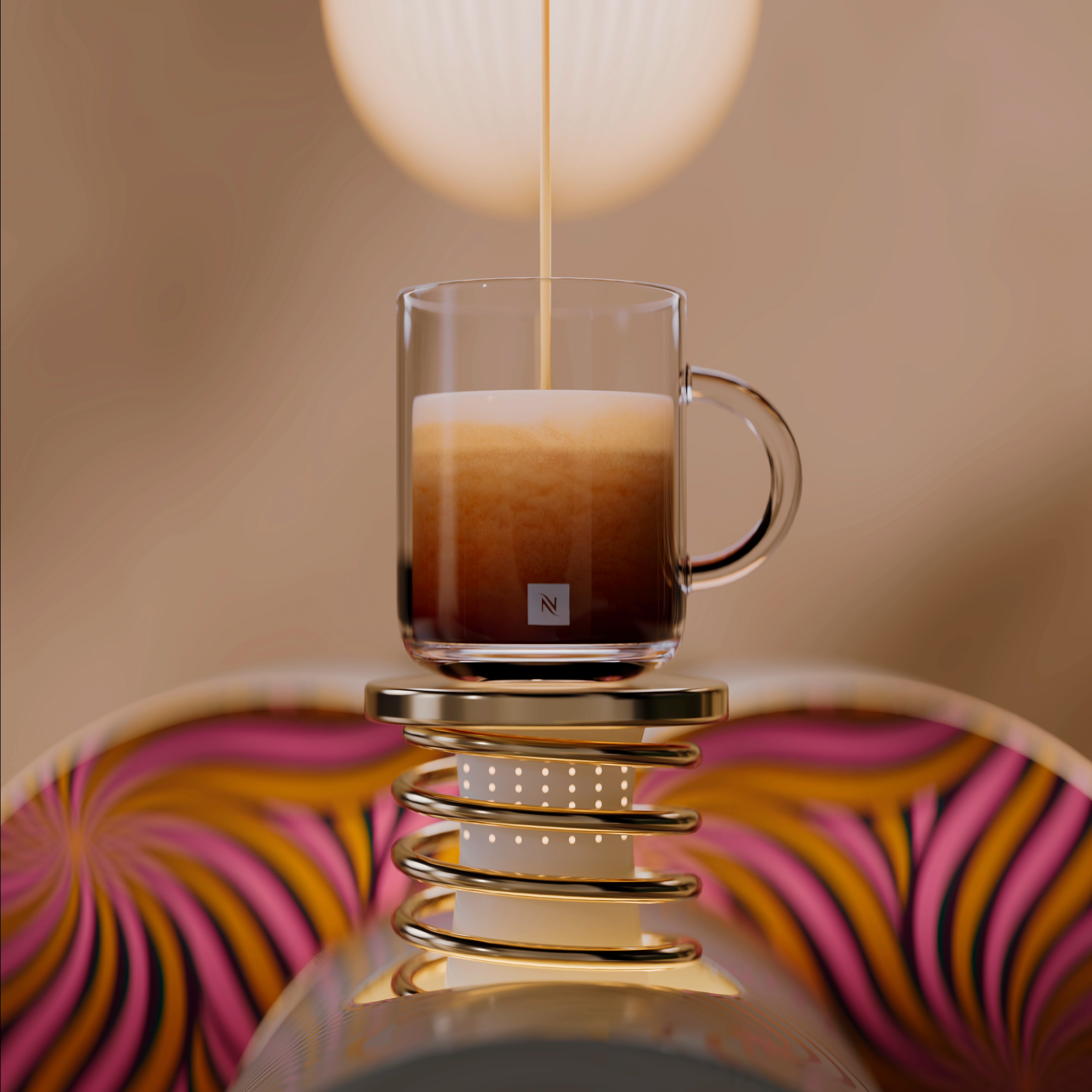 Vertuo mug filling on a spring platform