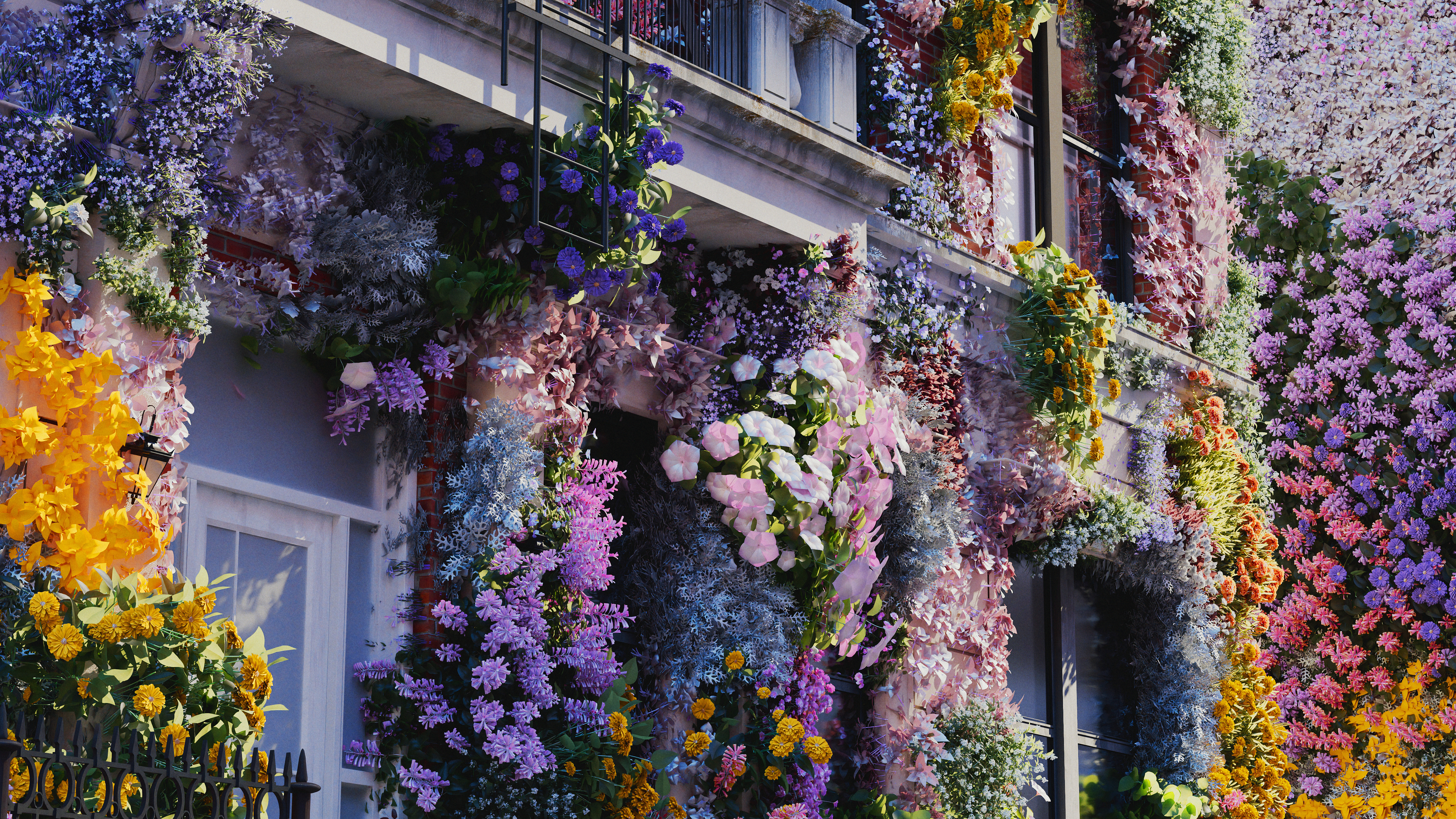 Brooklyn brownstone overtaken by flowers